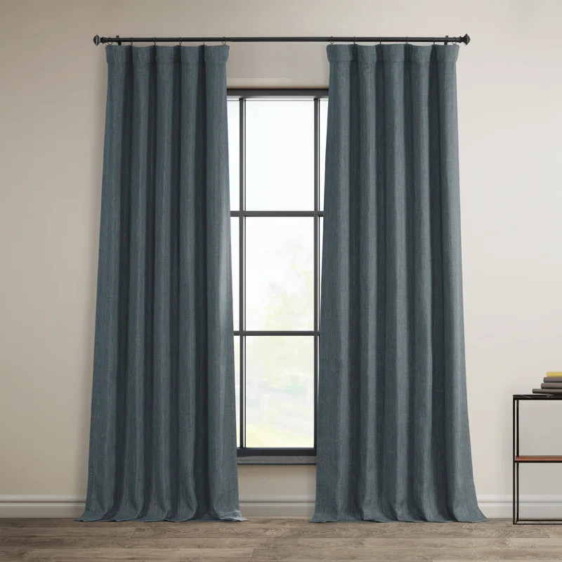 Ottis Textured Faux Linen Rod Pocket Room Darkening Curtains for Bedroom & Living Room Curtains -... | Wayfair North America