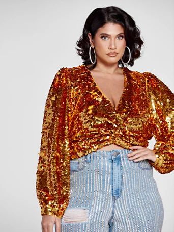 PeriodT! Twist Front Sequin Top - Patrick Starrr x FTF - Fashion To Figure | Fashion to Figure