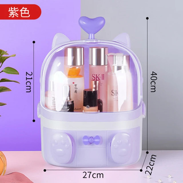 Cute Cat Shape Transparent Makeup Organizer Fashion Big Capacity Cosmetic Storage Box Student Des... | AliExpress (US)
