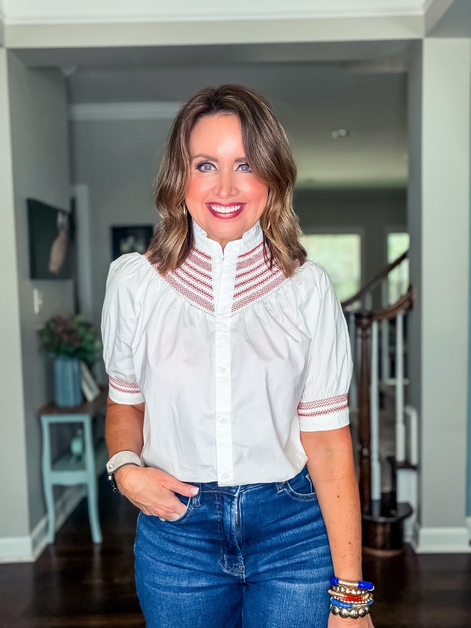 Orange and white top
Game day outfit

#LTKootd #LTKOver40 #LTKU