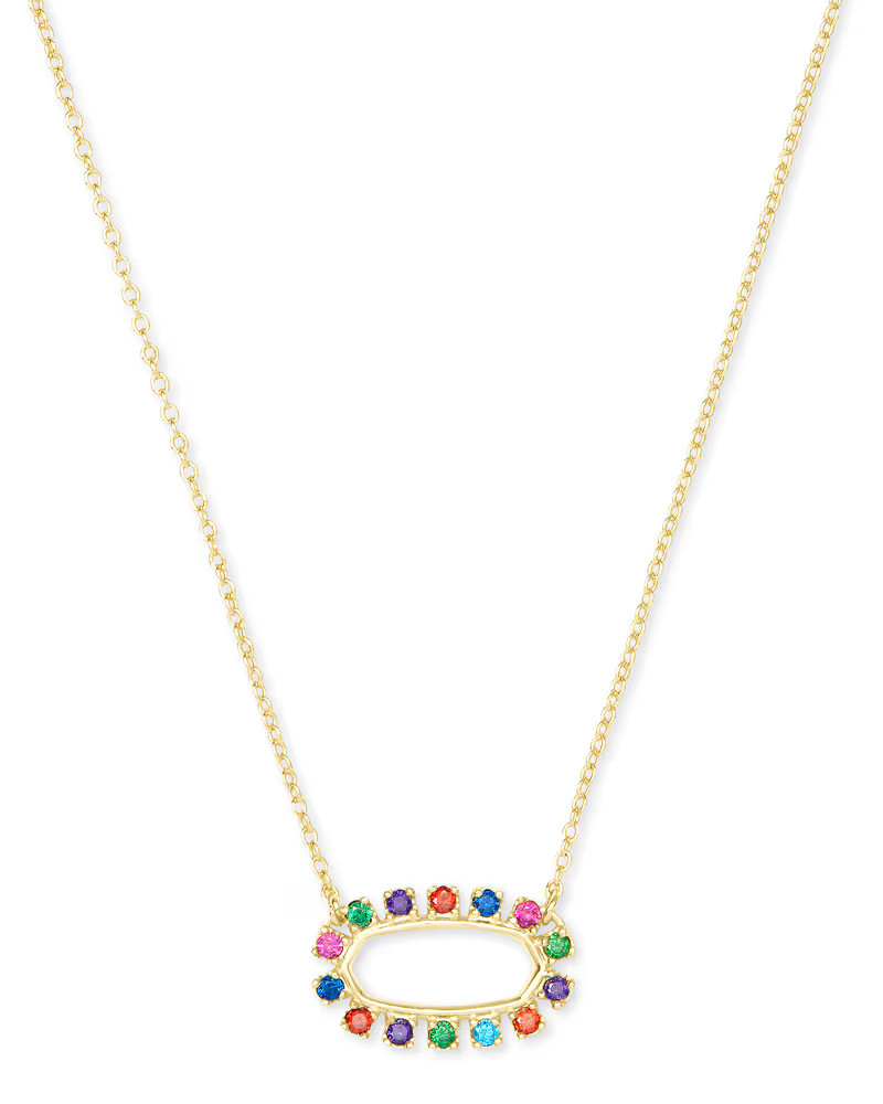 Elisa Gold Open Frame Pendant Necklace in Multi Crystal | Kendra Scott