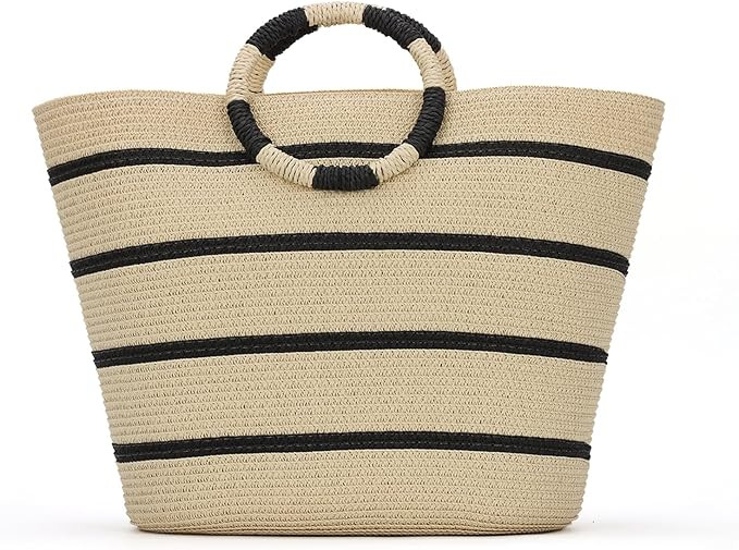 SUKUTU Large Straw Tote Bag for Women Rattan Woven Handbag Summer Beach Vacation Bag Crochet Tote | Amazon (US)