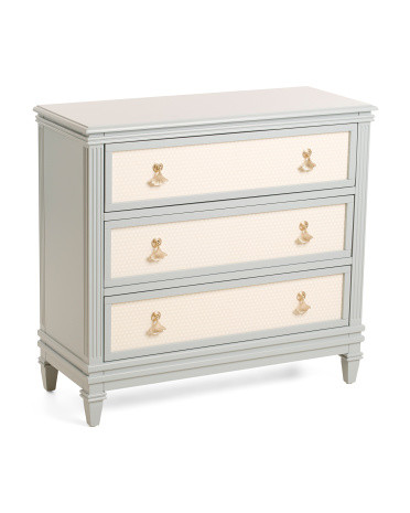 34x14x31.75 3 Drawer Chest With Cane Detail | Wood | Marshalls
