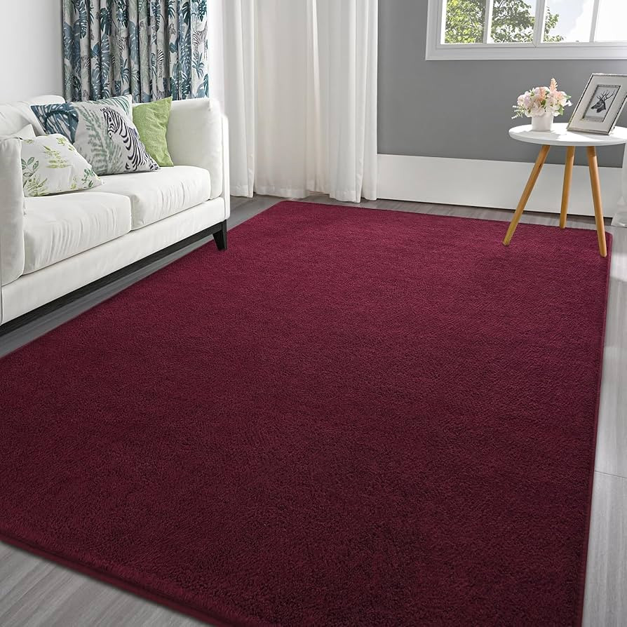 Pettop Area Rugs for Bedroom Living Room, 4x6 Burgundy Red Thickened Memory-Foam Indoor Carpets, ... | Amazon (US)
