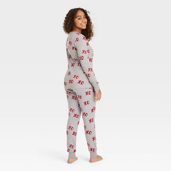 Kid's Valentine's Day XOXO Print Matching Family Pajama Set - Gray | Target