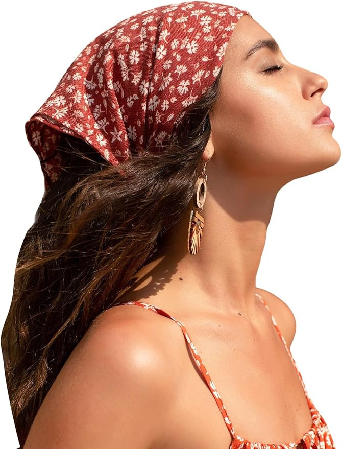 Floerns Women's Flower Hair Scarf Head Scarves Kerchief Lightweight Bandana | Amazon (US)