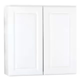 Hampton Bay Hampton Satin White Raised Panel Stock Assembled Wall Kitchen Cabinet (30 in. x 30 in... | The Home Depot