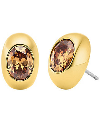 Michael Kors Gold-Tone Oval Stone Stud Earrings - Macy's | Macy's