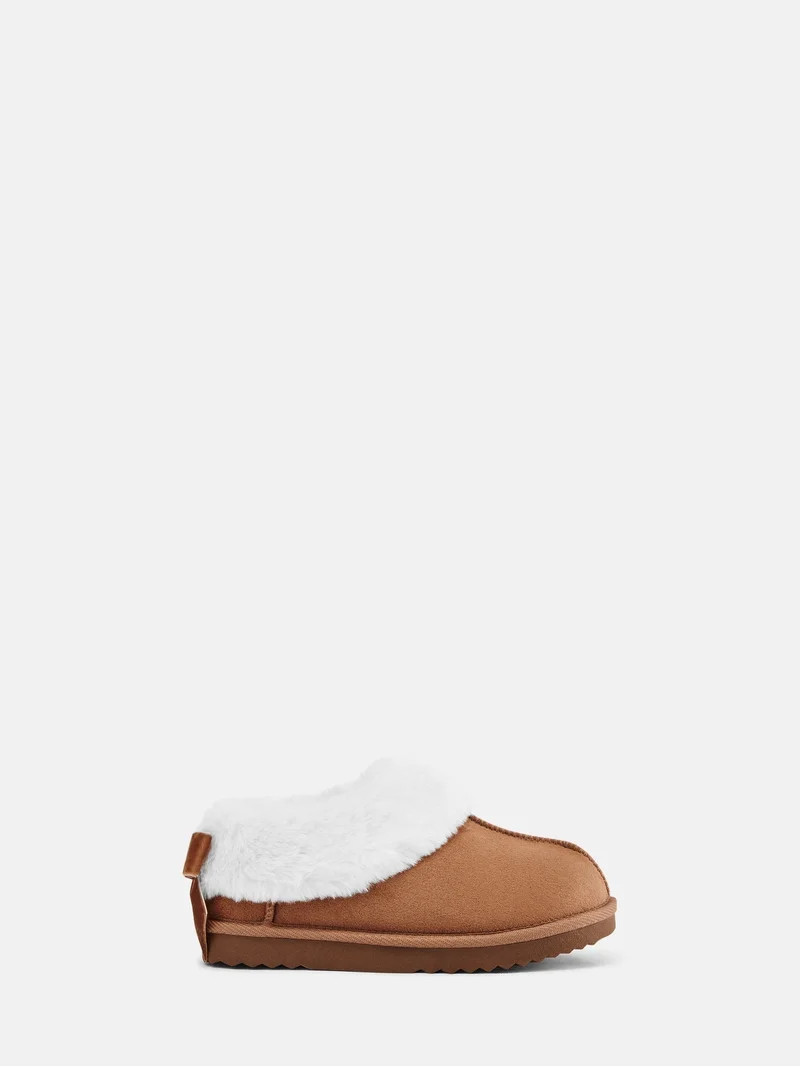Wonder Nation Baby, Toddler, Little and Big Girls Faux Fur Trim Slippers | Walmart (US)