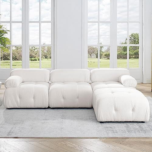 Tmsan Modular Sectional Sofa, 93" Teddy Fabric Sectional Couches for Living Room, Modern L-Shaped... | Amazon (US)