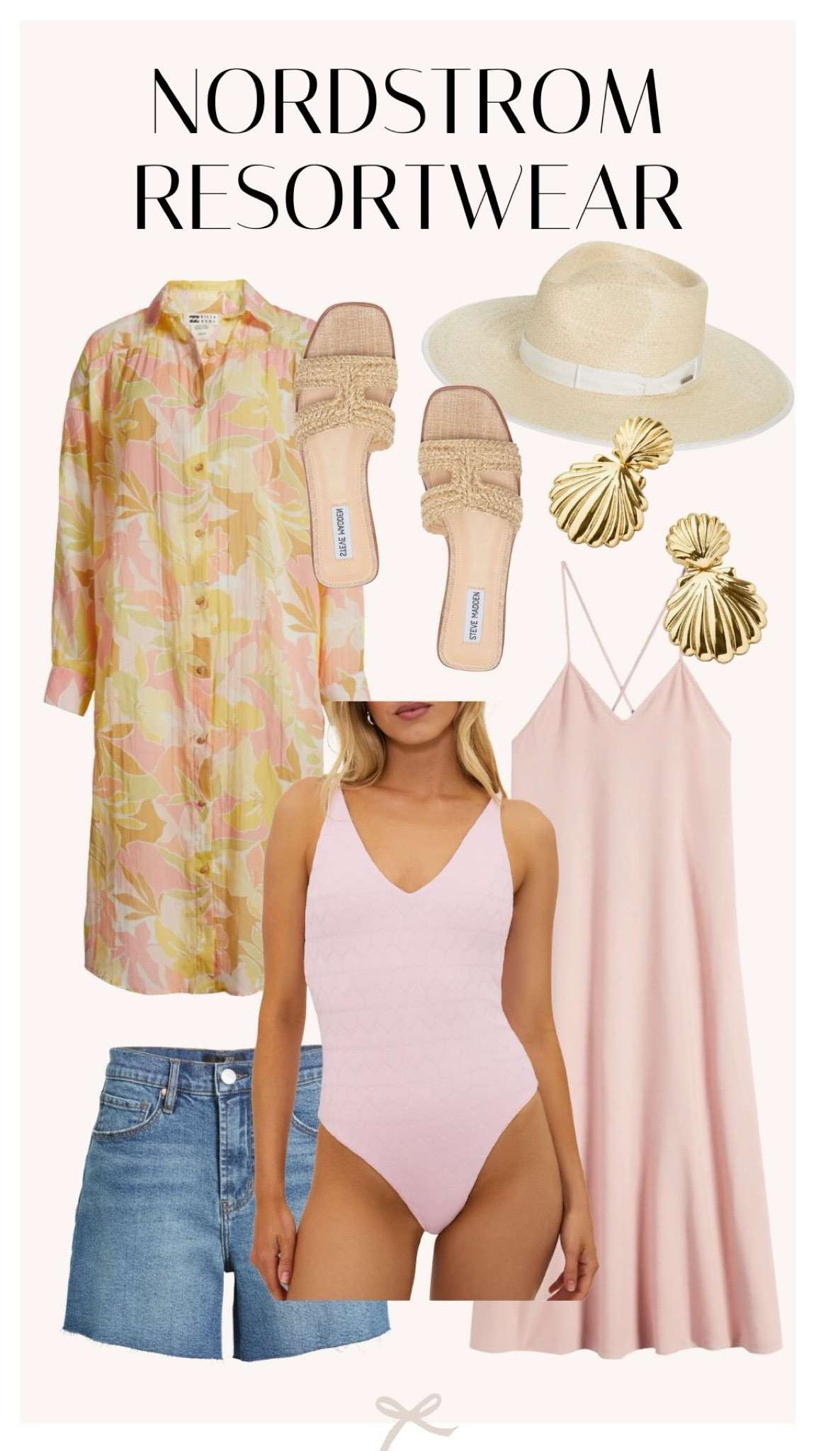 Nordstrom resort wear! This floral cover up and cut off denim shorts are perfect for a beach 

#LTKTravel #LTKSwim #LTKSeasonal