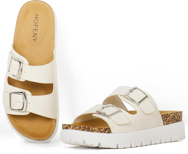 Women Platform Sandals, Arch Support Slides with Adjustable Buckle Straps, Open-Toe Wedge Chunky ... | Amazon (US)
