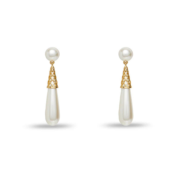 PEARL GOLD CAGE DROP EARRINGS | LELE SADOUGHI