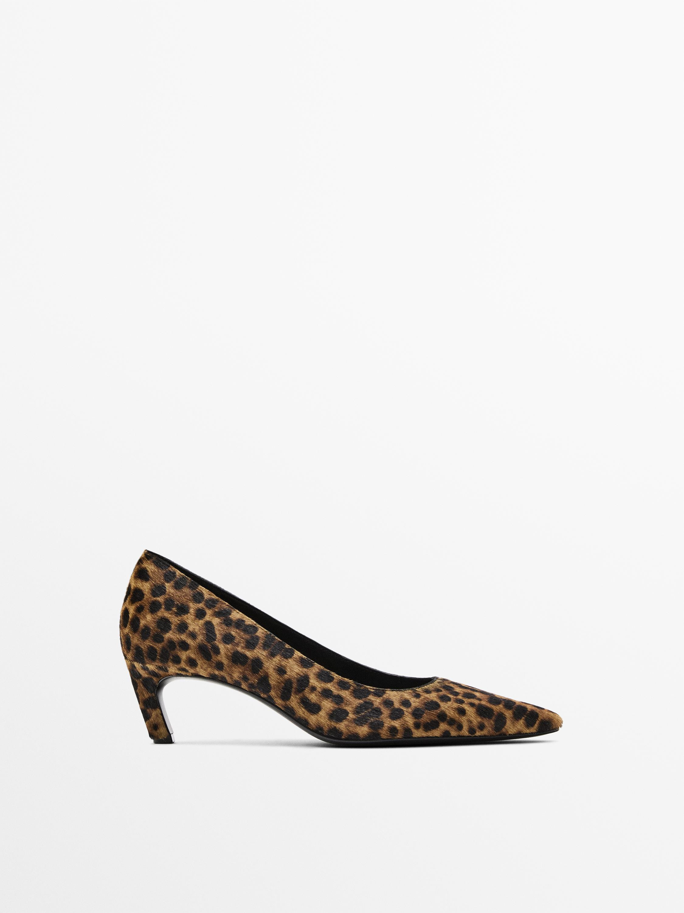 Heeled leopard print shoes | Massimo Dutti US