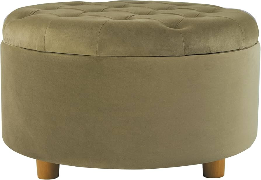 Homepop Home Decor | Button Tufted Velvet Round Storage Ottoman | Ottoman with Storage for Living... | Amazon (US)