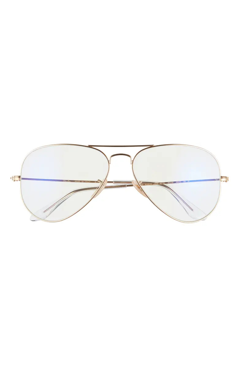Ray-Ban 58mm Blue Light Blocking Metal Aviator Everglasses | Nordstrom | Nordstrom