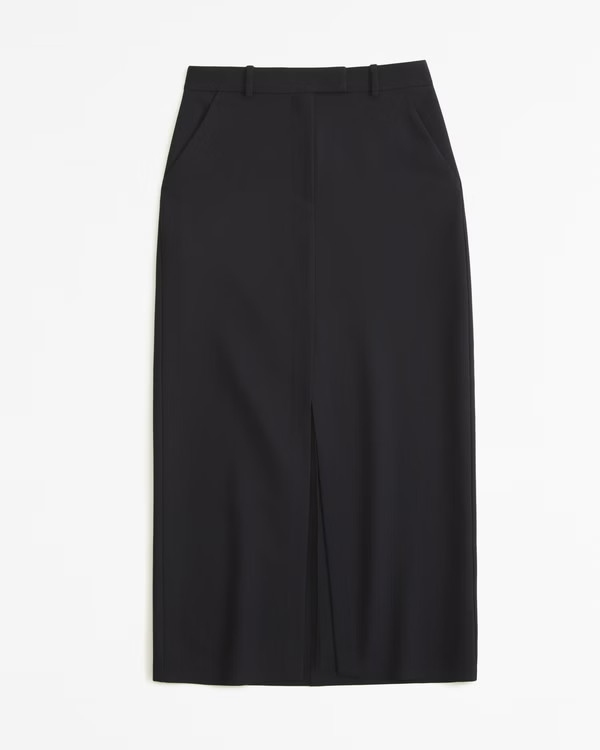Women's Front-Slit Tailored Maxi Skirt | Women's Bottoms | Abercrombie.com | Abercrombie & Fitch (US)