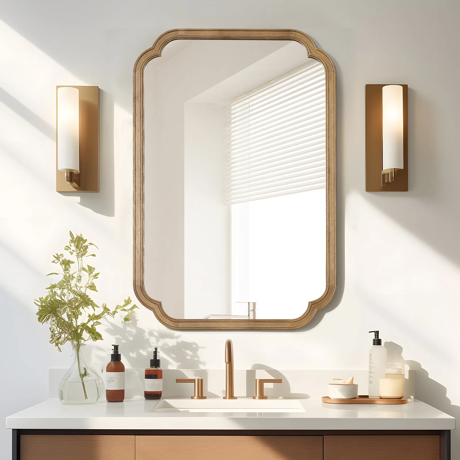 Ali Wood Accent Wall Mirror for Bathroom, Farmhouse Mirror Decorative Mirror | Wayfair North America