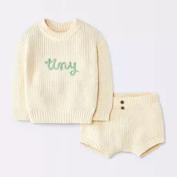 Baby Girls' 2pc Top and Bottom Sets - Cloud Island™ Off-White 12M | Target