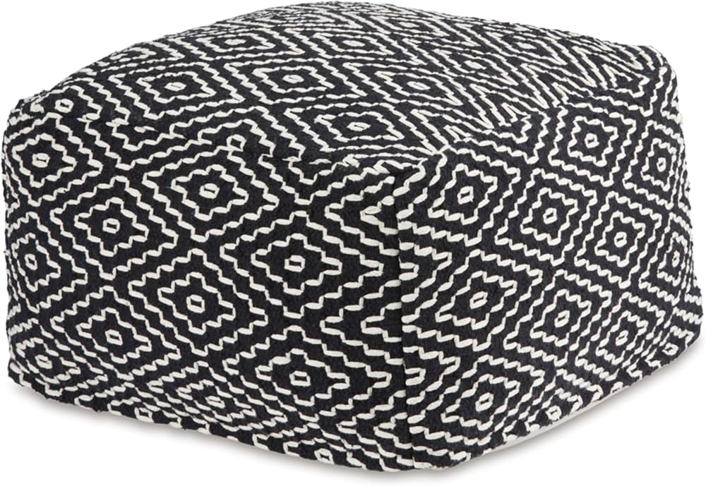 Signature Design by Ashley Jasett Casual Handwoven Geometric Pouf, Black & White | Amazon (US)