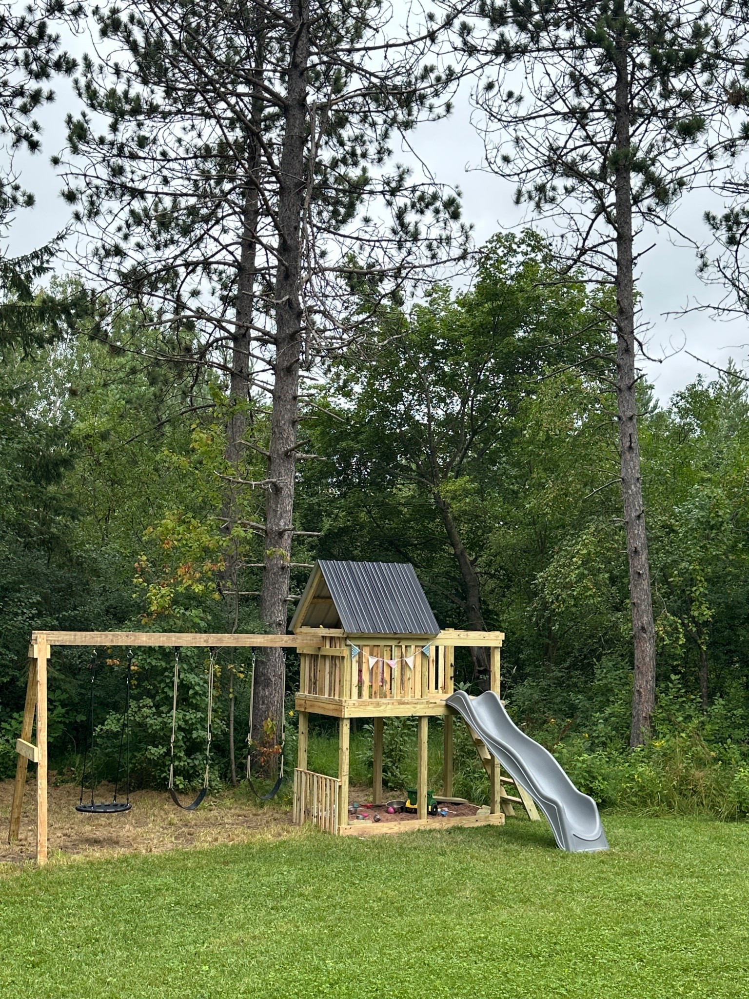My dad built this swing set for Hazel’s birthday 🤎 So sweet of him! Linking the swings and slide we bought here 

#LTKHome #LTKKids