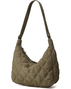 Women's Puffer Totes Fashion Quilted Shoulder Crossbody Bag Solid Color Rhombus Down Padded Handb... | Amazon (US)