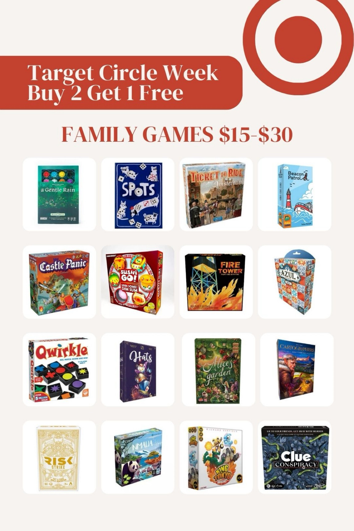 Target Circle Week Board Game Deals. Buy 2 Get 1 Free.

Family board games $15-$30
Easy to learn and play

#LTKHome #LTKSaleAlert #LTKFamily