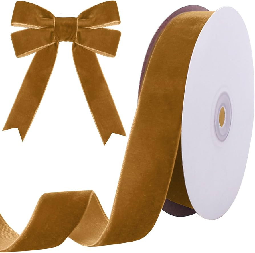 10 Yards Khaki Velvet Ribbon 1 Inch for Christmas Tree,Velvet Christmas Ribbon for Gift Wrapping ... | Amazon (US)