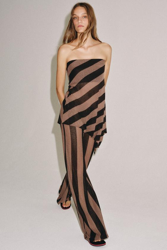 STRIPED RUSTIC BANDEAU TOP | Zara UK