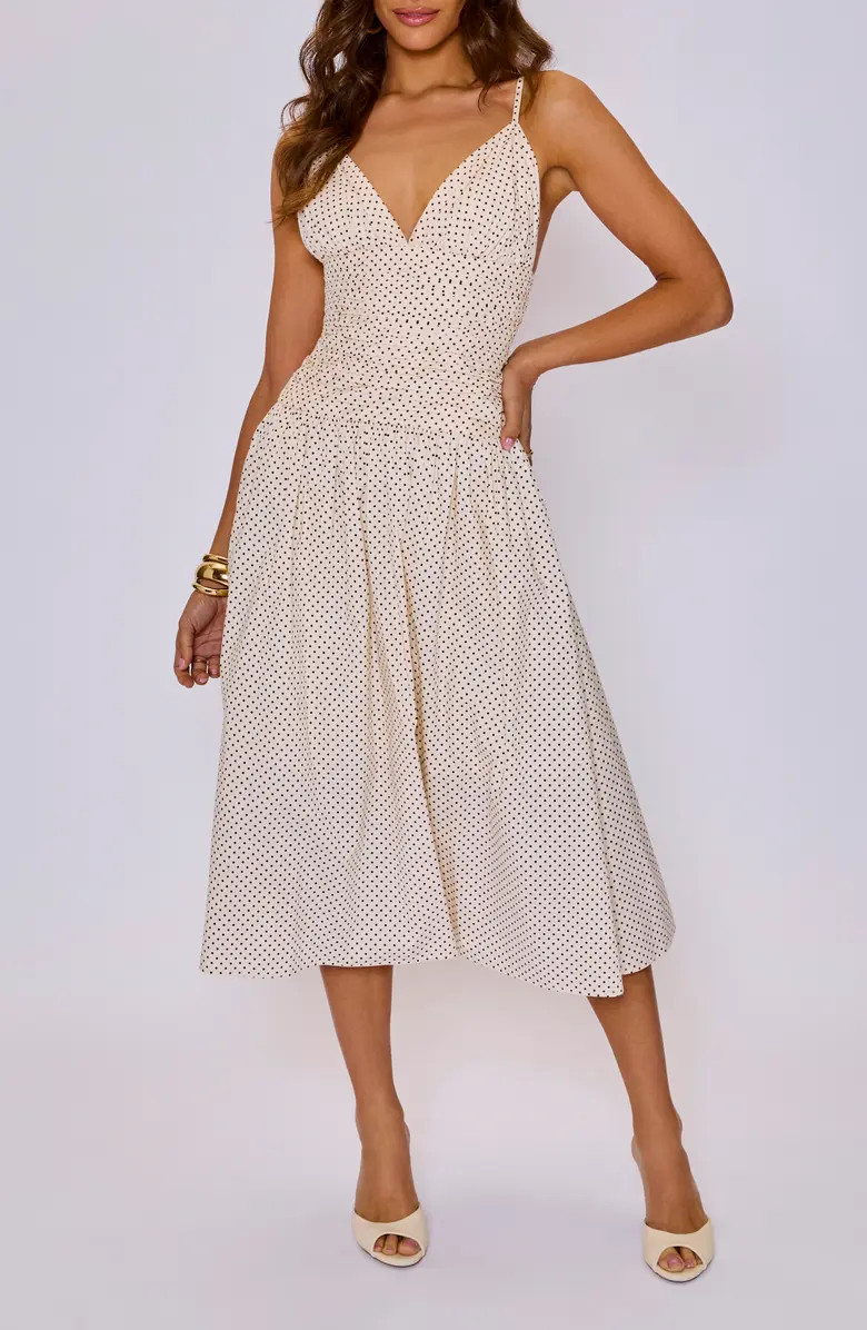 Laurel Dot Print Cotton Midi Dress | Nordstrom