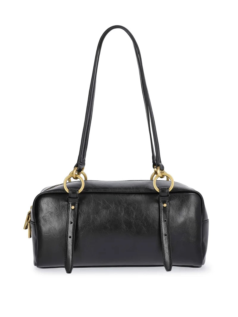 Scoop Women's Faux Leather Top Handle Shoulder Bag, Black | Walmart (US)