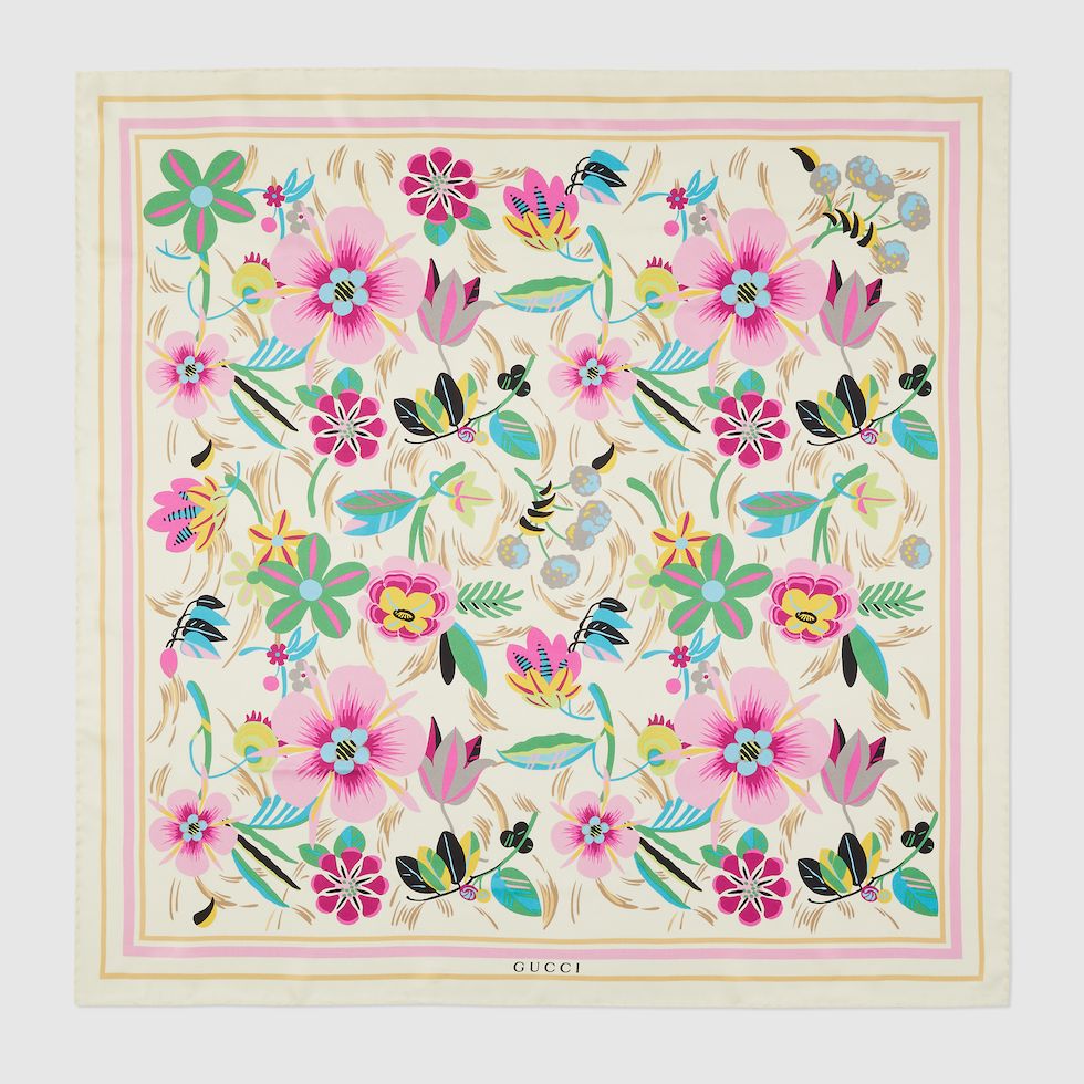 Floral print silk twill carré | Gucci (US)