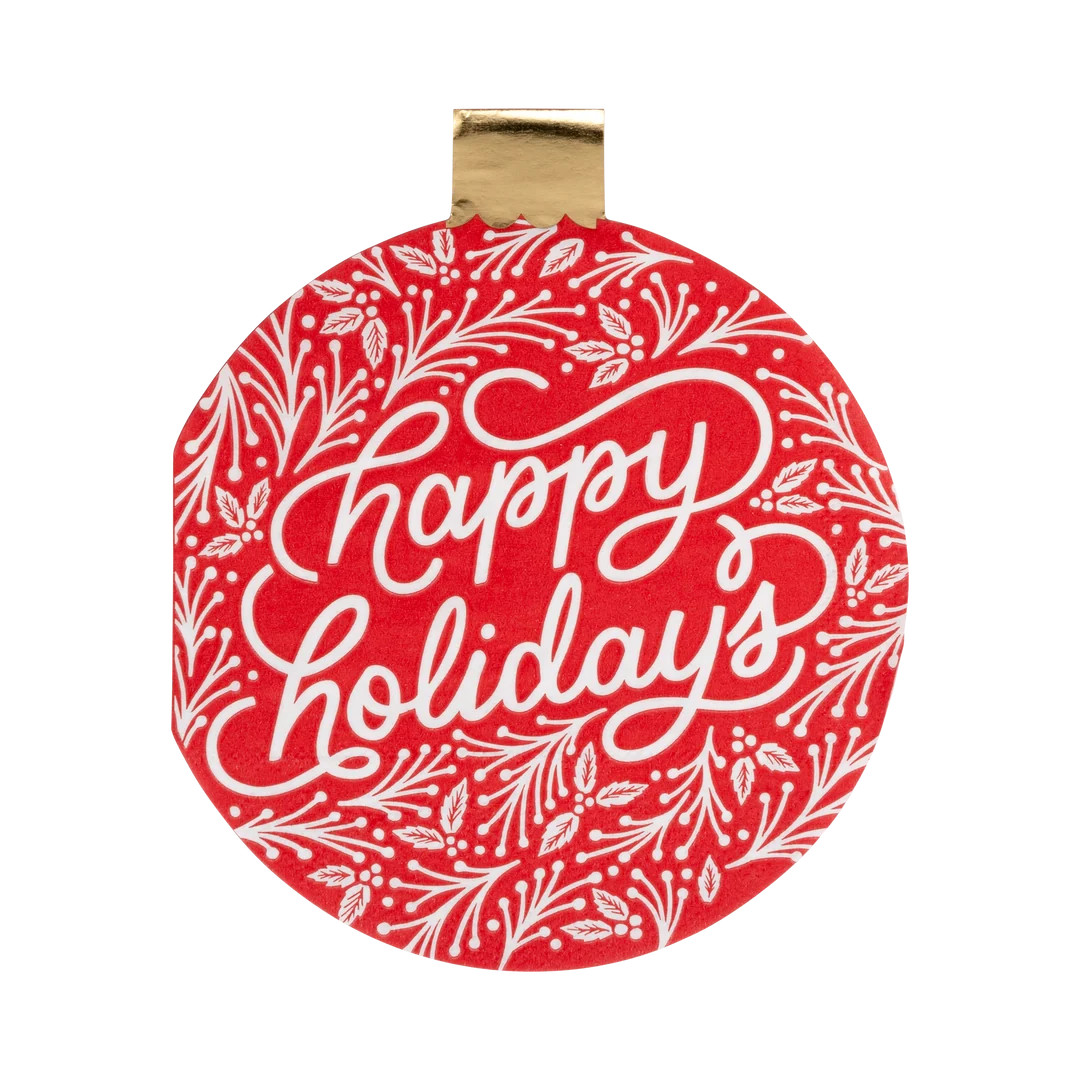 Happy Holidays Ornament Cocktail Napkin | My Mind's Eye