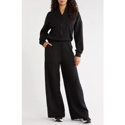 SPANX® AirEssentials® Long Sleeve Shawl Collar Jumpsuit in Mushroom at Nordstrom, Size Medium | Nordstrom