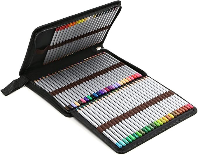 BTSKY® Portable Canvas Zippered Colored Pencil Case-Super Large Capacity 72 Slot Pencil Bag Pouc... | Amazon (US)