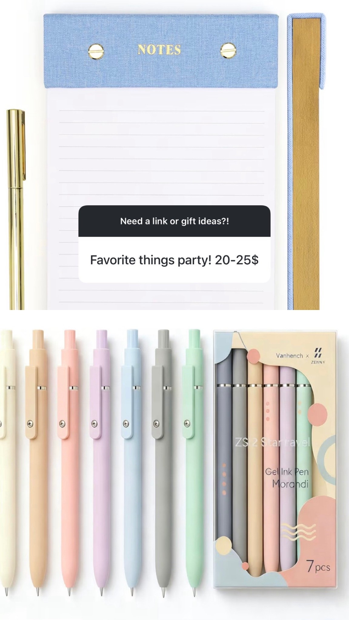 Pens and a notepad for favorite things party! 

#LTKGiftGuide