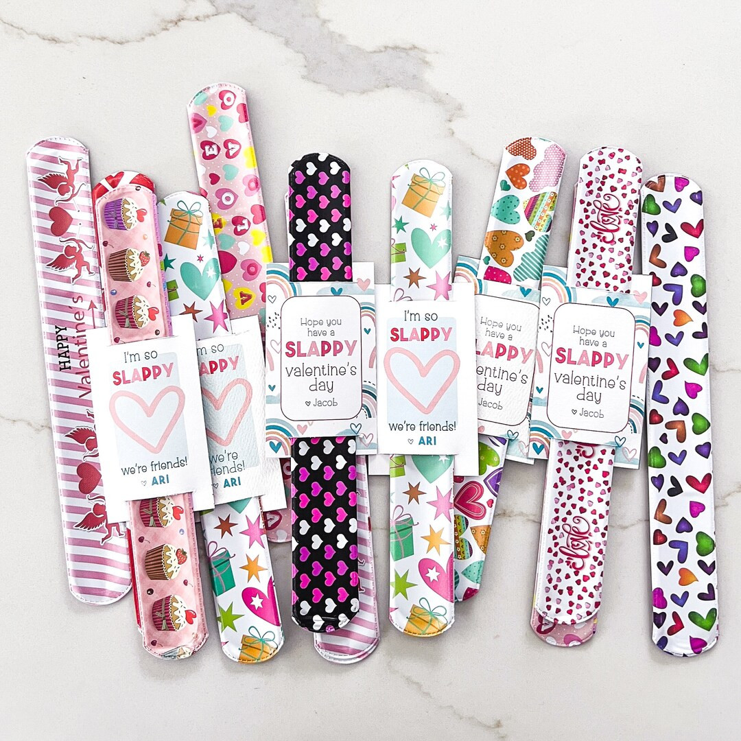 Valentines Day Personalized Slap Bracelet Classroom Gift Slappy Valentine's Day Gift for Kids Non... | Etsy (US)