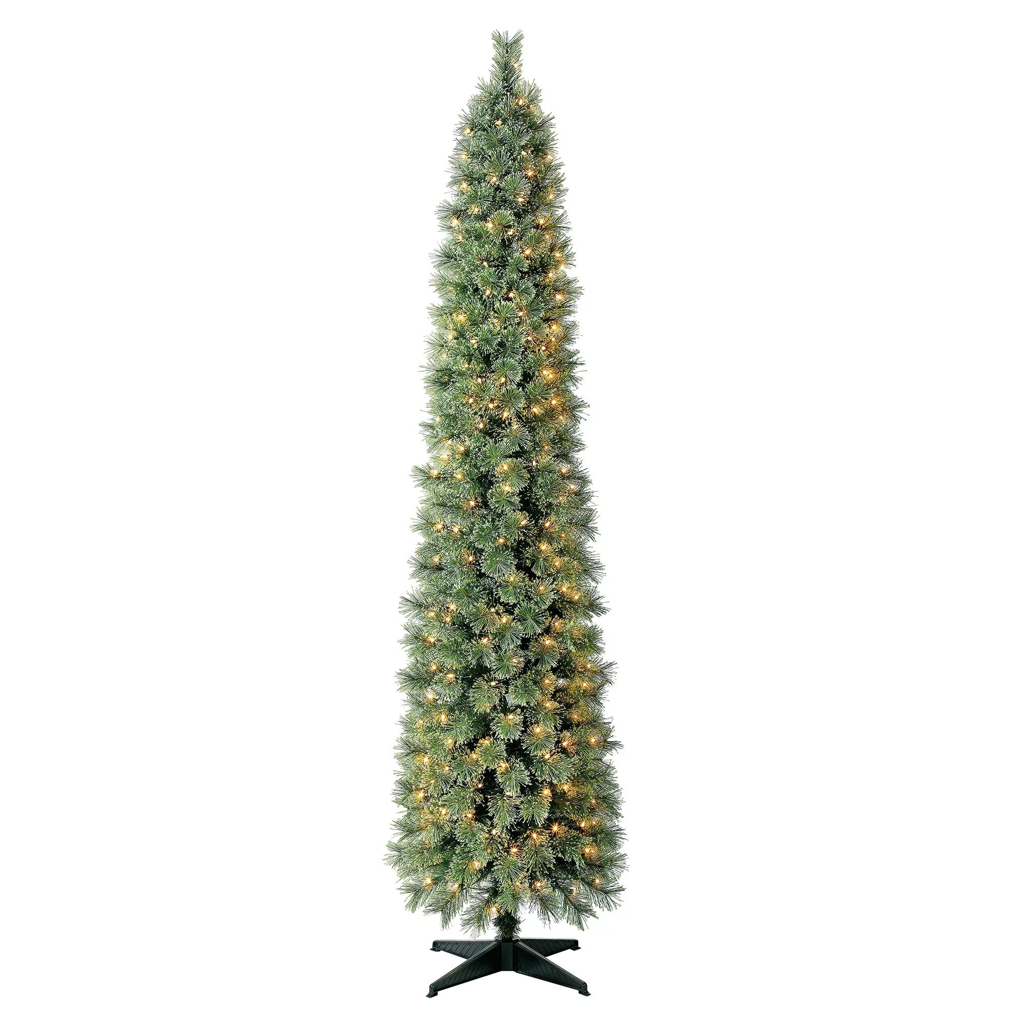 Holiday Time Pre-Lit Shelton Pencil Fir Artificial Christmas Tree, Clear Incandescent Lights, 7' | Walmart (US)