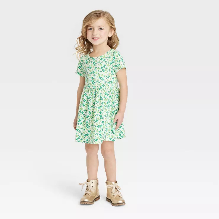 Toddler Girls' St. Pats Day Short Sleeve Dress - Cat & Jack™ Green | Target