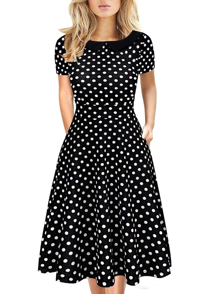 Women's Elegant Vintage Dresses Knee Length Casual Floral Print Work Party Peter Pan Collar A-Lin... | Amazon (US)