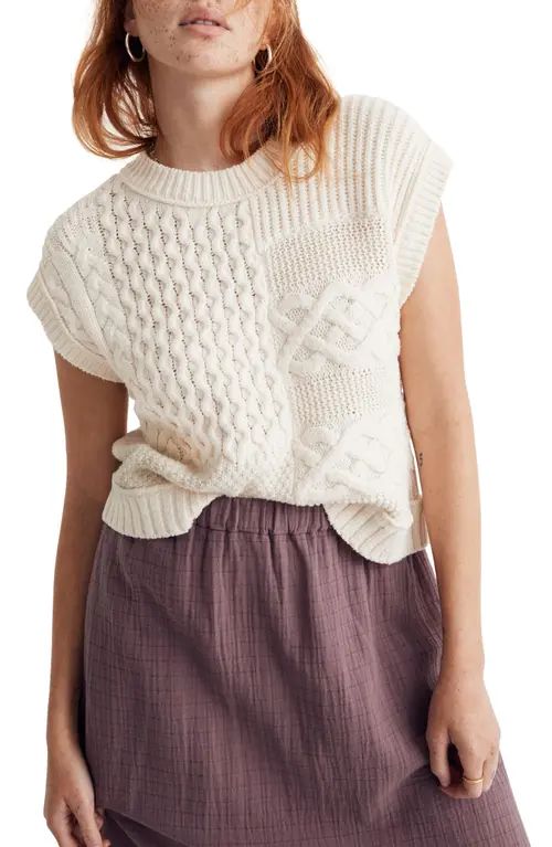 Madewell Patchwork Sweater Vest in Antique Cream at Nordstrom, Size X-Large | Nordstrom