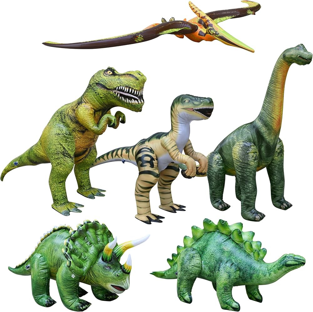 Jet Creations Inflatable Dinosaur 6-Pack – T-Rex (32"), Brachiosaurus (36"), Triceratops (20"),... | Amazon (US)