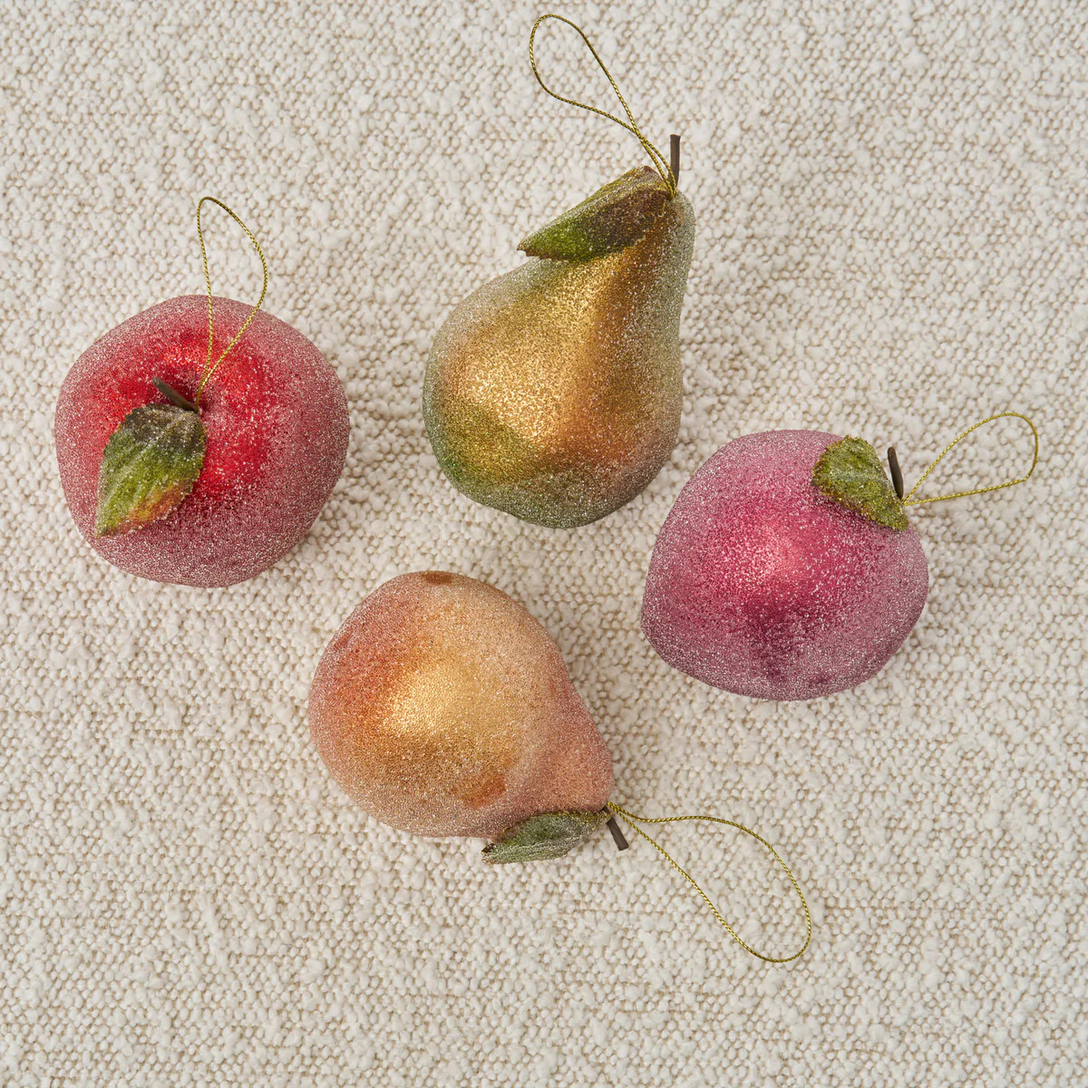 Sugared Frosted Fruit Assortment Christmas Holiday Ornaments - Set of 4 | Darby Creek Trading