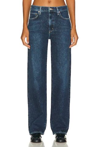 AGOLDE Harper Mid Rise Relaxed Straight Jeans in Denim-Dark | FWRD 