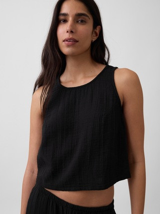 Cotton Gauze Racer Shell Tank Top | Gap (US)