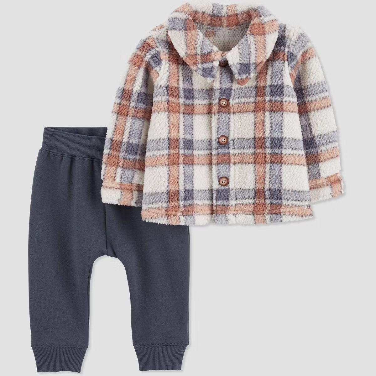 Carter's Just One You®️ Baby Boys' 2pc Flannel Top & Bottom Set - Gray/Brown | Target