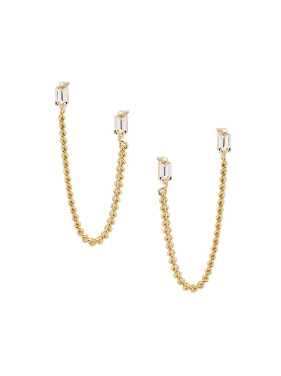 Jennifer Zeuner Jewelry Romina 14K-Gold-Plated &amp; White Sapphire Chain Drop Earrings | Saks Fifth Avenue