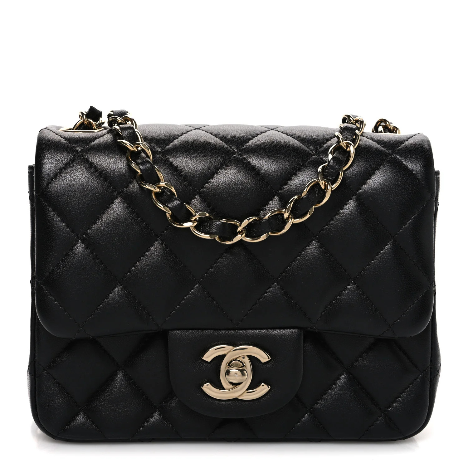 Chanel Lambskin Quilted Mini Square Flap Black 1888205 | FASHIONPHILE (US)