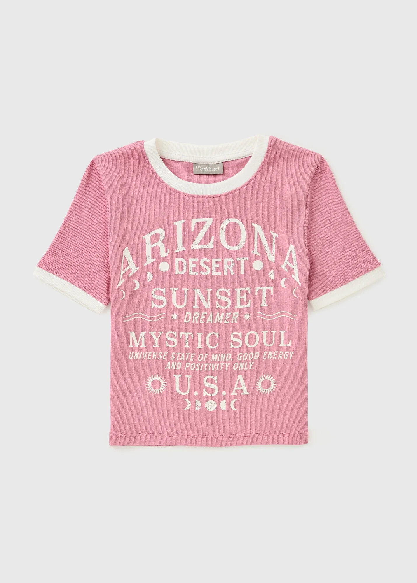 Girls Pink Amour Ringer T-Shirt (7-15yrs) | Matalan (UK)