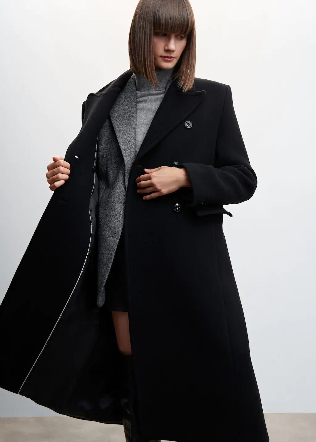 Double-breasted wool coat | Black Coat Coats | Winter Coat Outfit | Mango Outfit | Budget Fashion | MANGO (US)